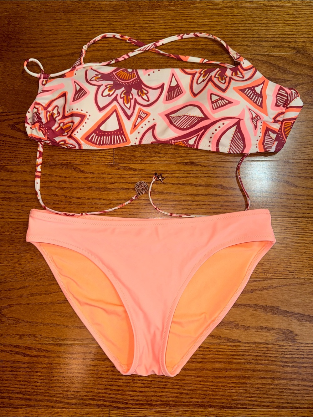Aerie XL Bikini Top and Medium Coral-Peach Bikini Bottoms